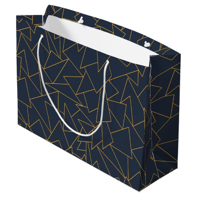 Marineblau und Gold Große Geschenktüte (Rückseite Schrägansicht)