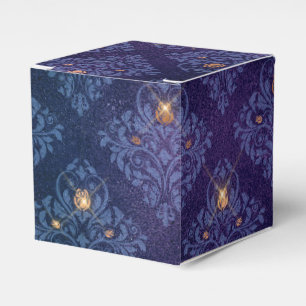 Marineblau und Gold Vintage Damast Geschenkschachtel