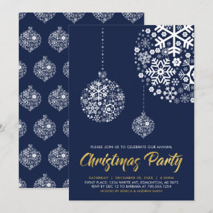 Marineblau- und Goldene moderne Winterparty-Einlad Einladung