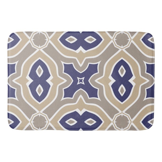 Marineblau-und Taupe-Marokkaner Badematte (Vorderseite)
