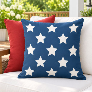Marineblau Weißer Stern Muster Patriotisch Kissen