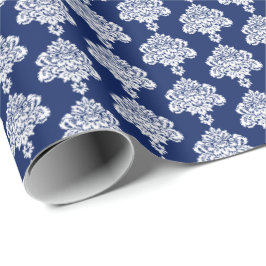 Marineblau | Weißes Damaskop-Papier Geschenkpapier