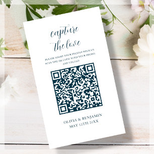 Marineblau   White Capture the Liebe QR Code Begleitkarte