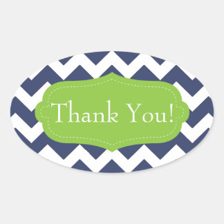 Marineblau Zickzack und grün. Monogramm Ovaler Aufkleber