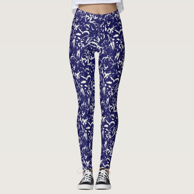 Marineblaue abstrakte Leggings  (Vorderseite)