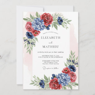Marineblaue amerikanische Hochzeit mit Esprit Einladung