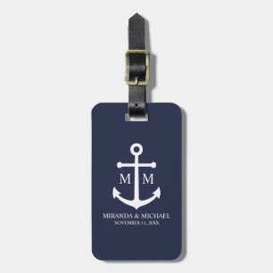 Marineblaue Anker-Hochzeit Gepäckanhänger