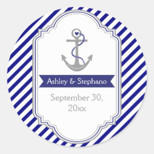 Marineblaue Anker-nautische Hochzeit Save the Date Runder Aufkleber