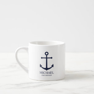 Marineblaue Anker-Personalisierung für Trauzeugen Espressotasse