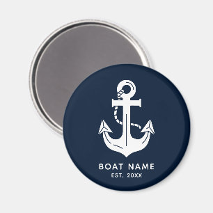 Marineblaue benutzerdefinierte Bootname Magnet