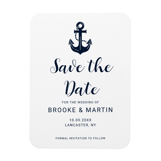 Marineblaue benutzerdefinierte Bootname Speichern  Magnet (Vertikal)