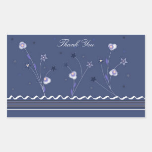 Marineblaue Blumen Dankeschön Rechteckiger Aufkleber