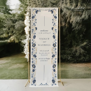 Marineblaue Blumenhochzeits-Willkommensbanner 2,5' Banner