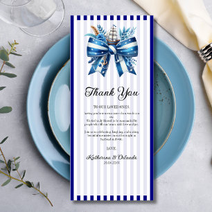 Marineblaue Bogen-Hochzeitsplatz-Dankeskarten Programm