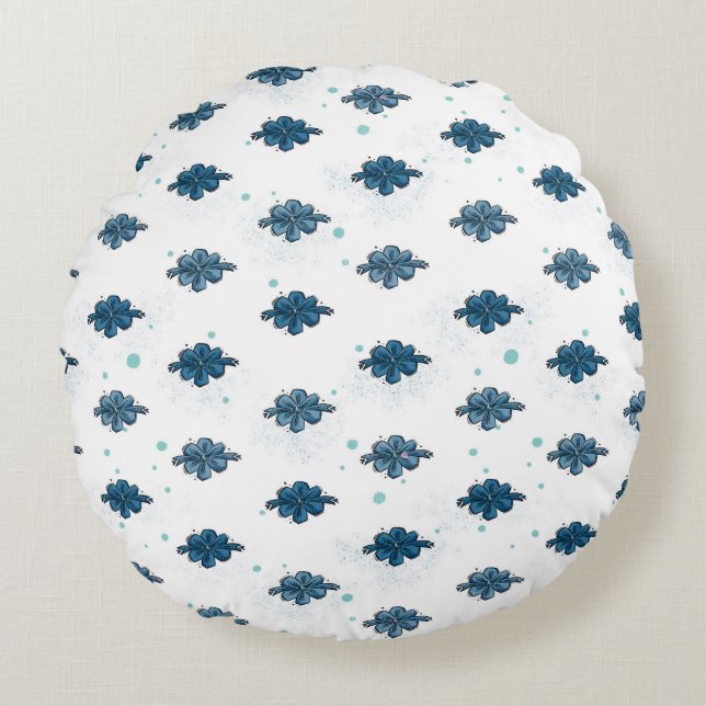 Marineblaue Bogenmuster-Rundkissenhülle Rundes Kissen (Vorderseite)