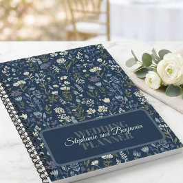 Marineblaue Boho-Botanische Hochzeit Notizbuch