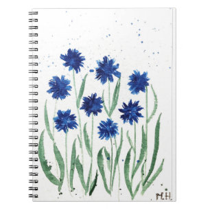 Marineblaue chic rustikale Wildblumen Aquarell Notizblock