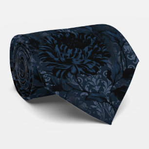 Marineblaue dunkle florale Damast Aristokrat Krawatte