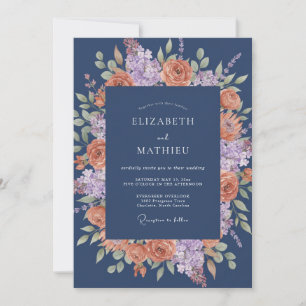 Marineblaue fesselnde herbstliche Hochzeit Einladung