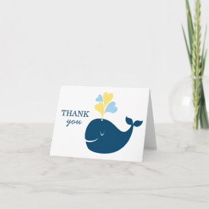 Marineblaue gelbe Wal-Faltkarte für Jungen Dankeskarte