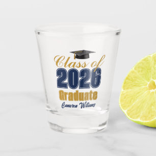 Marineblaue Gold-Abschlussfeier der Klasse 2026 Schnapsglas