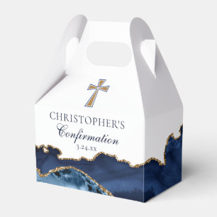 Marineblaue Goldene Christliche Kreuz Konfirmation Geschenkschachtel