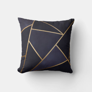 Marineblaue goldene Dreiecke geometrisch elegant k Kissen