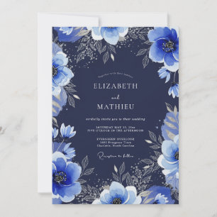 Marineblaue große Winterhochzeit Einladung