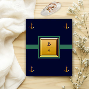 Marineblaue grüne Budget-Hochzeitseinladung Flyer