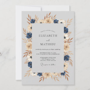 Marineblaue herbstliche Hochzeit Einladung