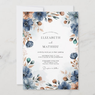 Marineblaue herbstliche Hochzeit Einladung