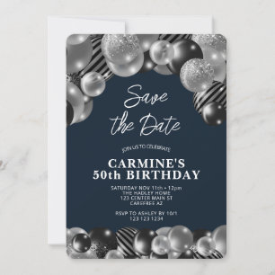 Marineblaue Herren 50. Geburtstag Einladung