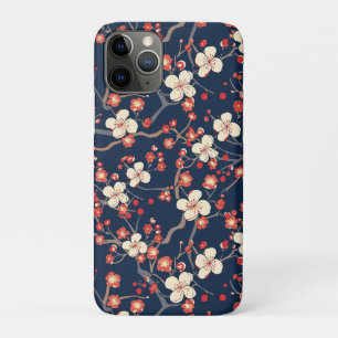 Marineblaue Kirschblüten-Japanische Blumen Case-Mate iPhone Hülle