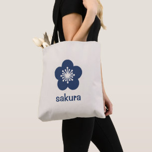 Marineblaue Kirschblüten-Silhouette - Neutral Tasche