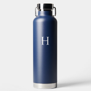 Marineblaue klassische elegante Monogramm Trinkflasche