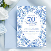 Marineblaue klassische Geburtstagseinladung zum 70