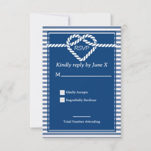 Marineblaue Knotenbindestreifen Hochzeit RSVP Karte