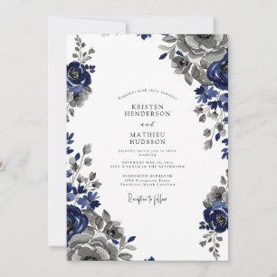 Marineblaue königliche klassische Hochzeit Einladung