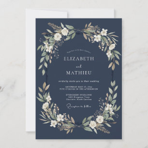 Marineblaue königliche winterliche Hochzeit Einladung