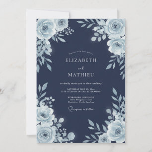 Marineblaue künstlerische Winterhochzeit Einladung