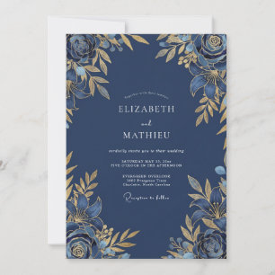 Marineblaue Leuchtende Winterhochzeit Einladung