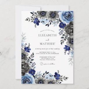 Marineblaue malerische Winterhochzeit Einladung