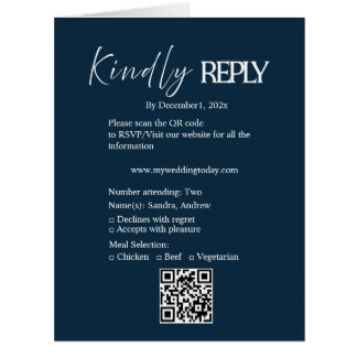 Marineblaue minimalistische Hochzeits-RSVP-Karte