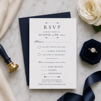 Marineblaue minimalistische luxuriöse Hochzeits-RS RSVP Karte
