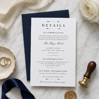 Marineblaue minimalistische Luxus-Hochzeitsdetails RSVP Karte