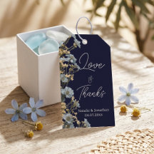 Marineblaue moderne Blumen-Hochzeit Danke