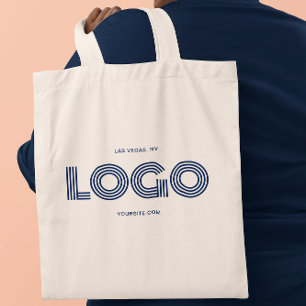 Marineblaue moderne rechteckige Logo-Werbung Tragetasche