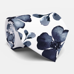 Marineblaue Mohnblaue Grüne Wasserfarben-Hochzeit Krawatte