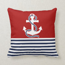 Marineblaue Navy-Weiß-Streifen und weißer Anker