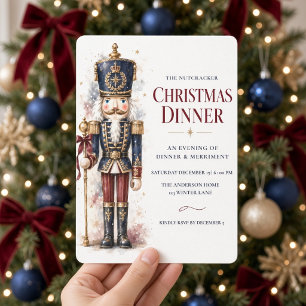 Marineblaue Nussknacker-Weihnachtsdinner-Einladung Einladung